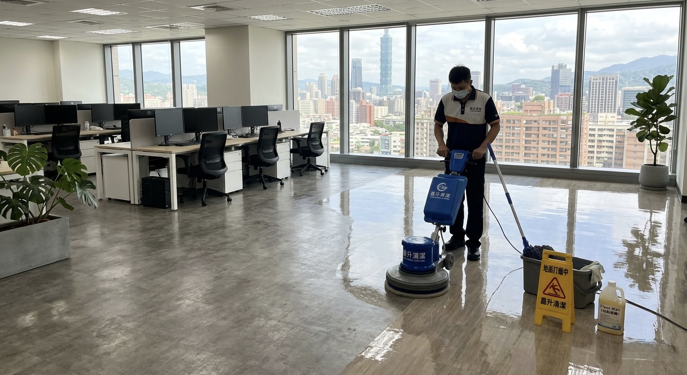 地板清洗打蠟示意圖