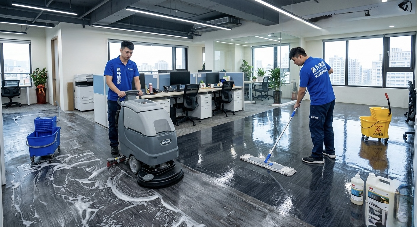 台北、蘆洲、五股等商辦除蠟打蠟示意圖